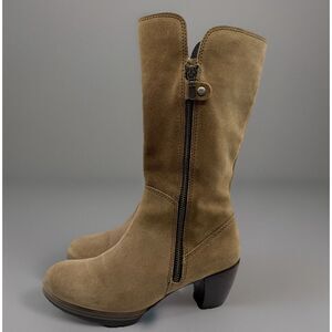 Wolky‎ Delvina 8 Block Heel Tall Suede Leather Boots EU 39 Camel Comfort